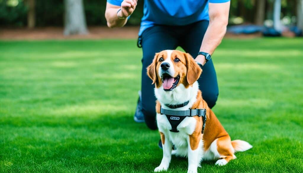 sit command with a dog training collar